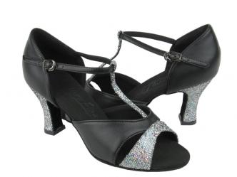 dansschoenen zwart glitter zilver  